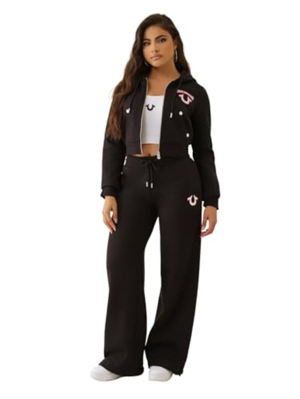 Cropped Zip Hoodie Embroidered Fleece Sweatshirt